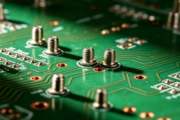 PCB 板上压铆螺柱装配实拍 - 盈锋志诚嘉